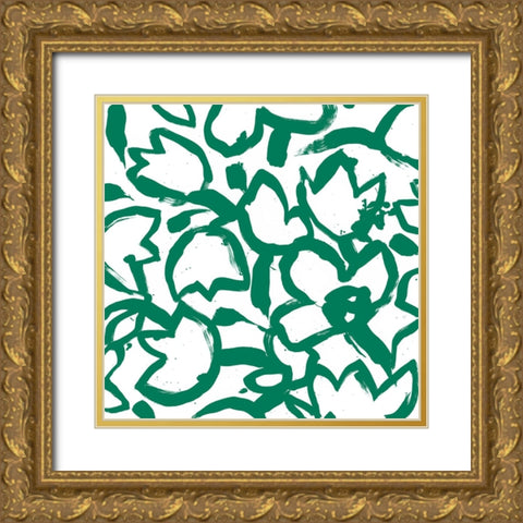 Flora Patch II Gold Ornate Wood Framed Art Print with Double Matting by Vess, June Erica