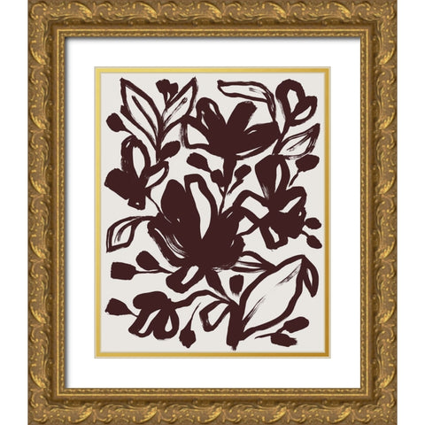 Oxide Floral I Gold Ornate Wood Framed Art Print with Double Matting by Vess, June Erica