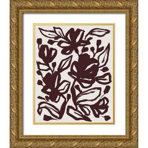Oxide Floral II Gold Ornate Wood Framed Art Print with Double Matting by Vess, June Erica