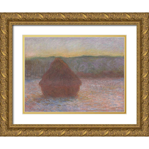 Monet Haystacks I Gold Ornate Wood Framed Art Print with Double Matting by Monet, Claude