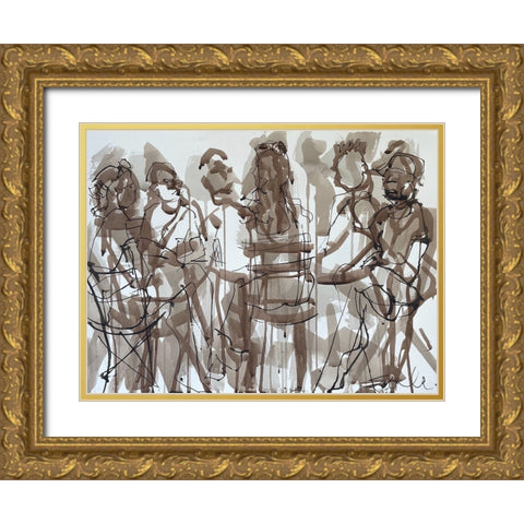 The Social Hour Gold Ornate Wood Framed Art Print with Double Matting by Ferrell, Erin McGee