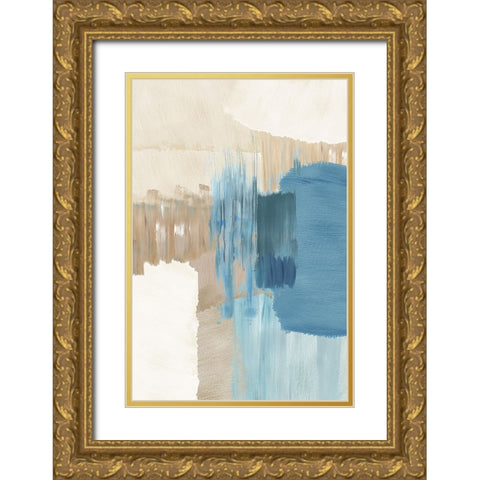 Blue Motion II Gold Ornate Wood Framed Art Print with Double Matting by Kouta, Flora