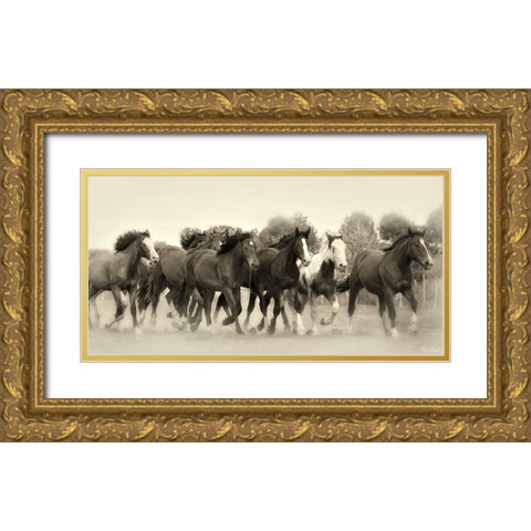 Running Free Gold Ornate Wood Framed Art Print with Double Matting by Drost, David