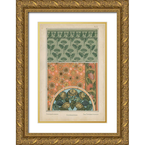 Nouveau Floral Design I Gold Ornate Wood Framed Art Print with Double Matting by Vision Studio