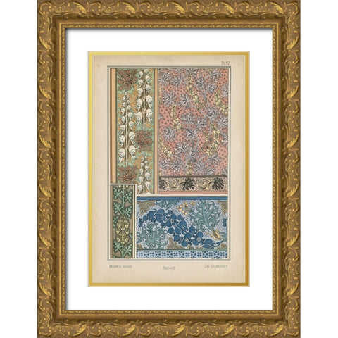 Nouveau Floral Design VIII Gold Ornate Wood Framed Art Print with Double Matting by Vision Studio