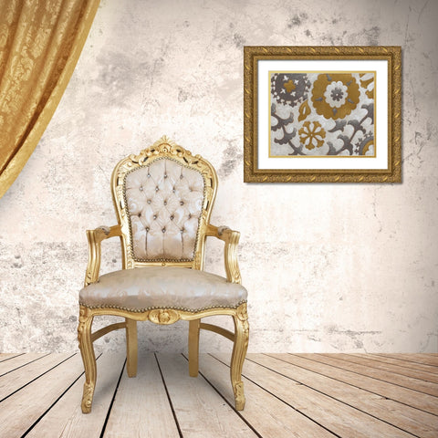 Ochre Suzani I Gold Ornate Wood Framed Art Print with Double Matting by Zarris, Chariklia