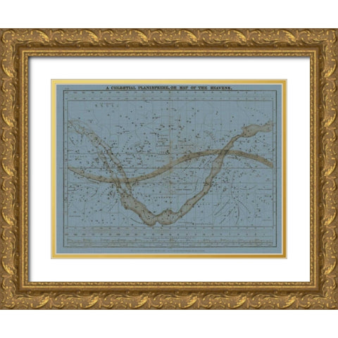 Celestial Planisphere Gold Ornate Wood Framed Art Print with Double Matting by Evans, W.G.