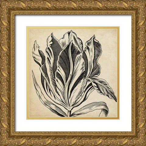 Graphic Floral I Gold Ornate Wood Framed Art Print with Double Matting by Vision Studio