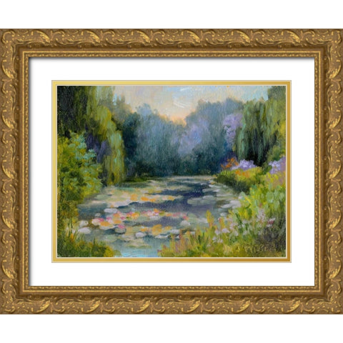 Monets Garden I Gold Ornate Wood Framed Art Print with Double Matting by Weber, Mary Jean