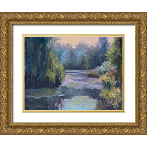 Monets Garden III Gold Ornate Wood Framed Art Print with Double Matting by Weber, Mary Jean