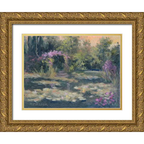 Monets Garden IV Gold Ornate Wood Framed Art Print with Double Matting by Weber, Mary Jean
