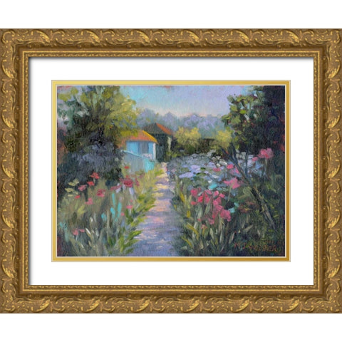 Monets Garden V Gold Ornate Wood Framed Art Print with Double Matting by Weber, Mary Jean