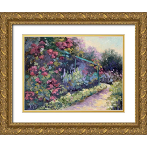 Monets Garden VI Gold Ornate Wood Framed Art Print with Double Matting by Weber, Mary Jean
