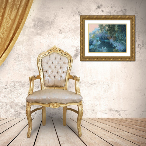 Monets Garden VII Gold Ornate Wood Framed Art Print with Double Matting by Weber, Mary Jean