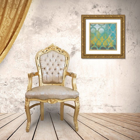 Neo Lattice II Gold Ornate Wood Framed Art Print with Double Matting by Vess, June Erica