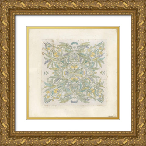 Quadrant Floral I Gold Ornate Wood Framed Art Print with Double Matting by Meagher, Megan