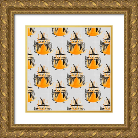 Witchy Mischief Collection H Gold Ornate Wood Framed Art Print with Double Matting by Parker, Jennifer Paxton