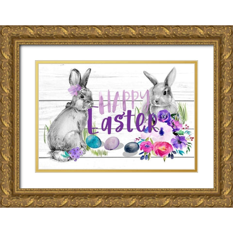 Bright Easter Bouquet Collection A Gold Ornate Wood Framed Art Print with Double Matting by Parker, Jennifer Paxton