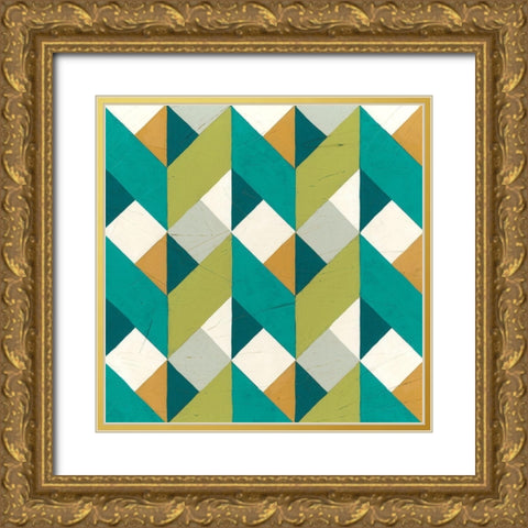 Chevron Illusion II Gold Ornate Wood Framed Art Print with Double Matting by Vess, June Erica