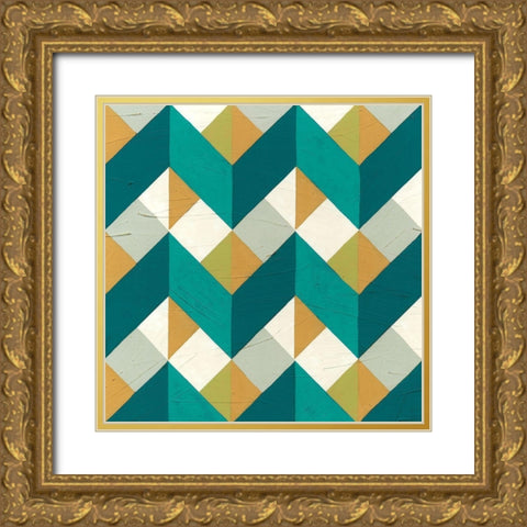 Chevron Illusion III Gold Ornate Wood Framed Art Print with Double Matting by Vess, June Erica