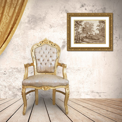 Italian Pastoral I Gold Ornate Wood Framed Art Print with Double Matting by Both, Jean
