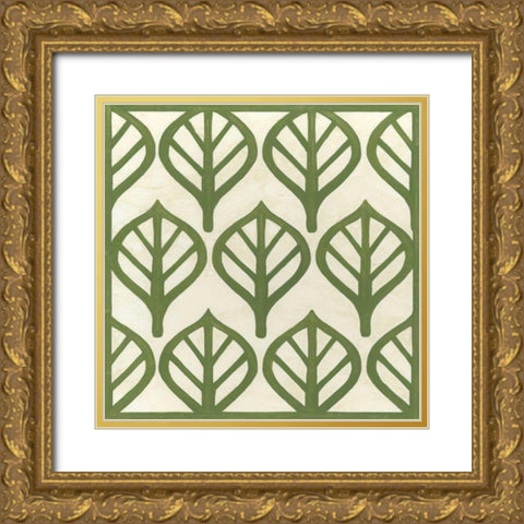 Cottage Leaves II Gold Ornate Wood Framed Art Print with Double Matting by Vess, June Erica
