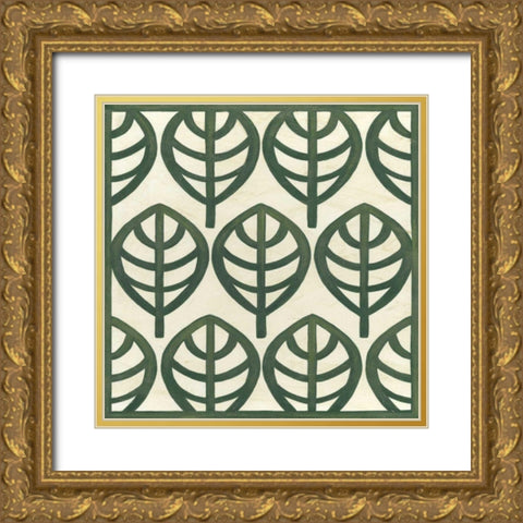 Cottage Leaves III Gold Ornate Wood Framed Art Print with Double Matting by Vess, June Erica