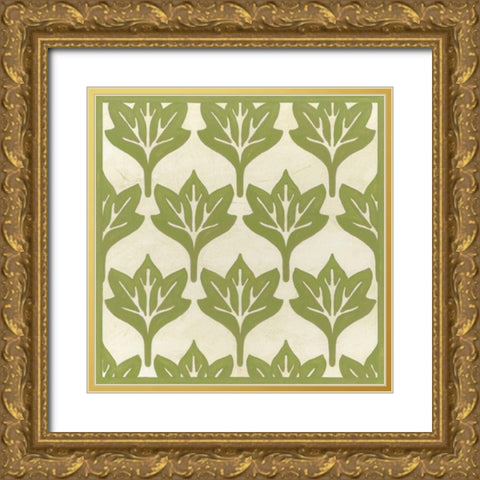 Cottage Leaves IV Gold Ornate Wood Framed Art Print with Double Matting by Vess, June Erica