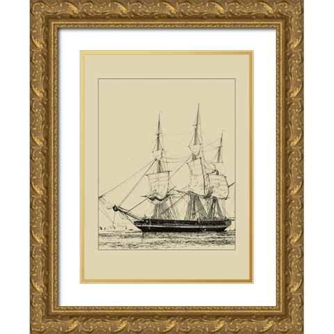 Ships and Sails V Gold Ornate Wood Framed Art Print with Double Matting by Vision Studio
