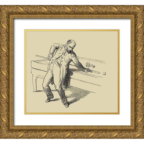 Pool Hall Antics V Gold Ornate Wood Framed Art Print with Double Matting by Unknown