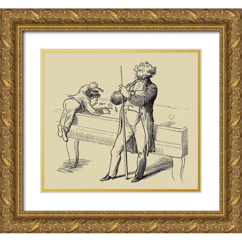 Pool Hall Antics VI Gold Ornate Wood Framed Art Print with Double Matting by Unknown