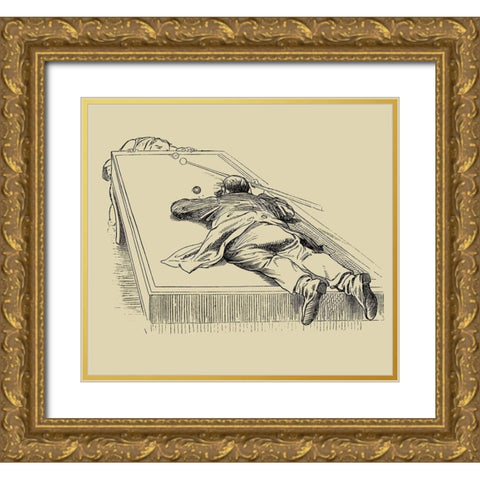 Pool Hall Antics IX Gold Ornate Wood Framed Art Print with Double Matting by Unknown