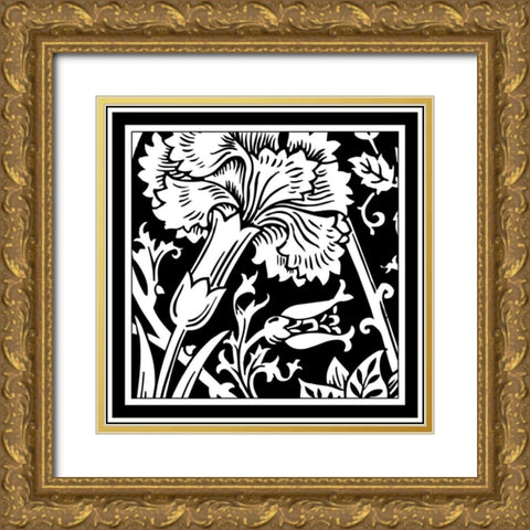 Printed Graphic Floral Motif I Gold Ornate Wood Framed Art Print with Double Matting by Vision Studio