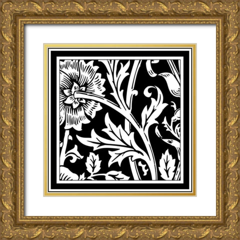 Printed Graphic Floral Motif IV Gold Ornate Wood Framed Art Print with Double Matting by Vision Studio