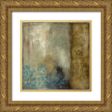 Teal Patina III Gold Ornate Wood Framed Art Print with Double Matting by Goldberger, Jennifer