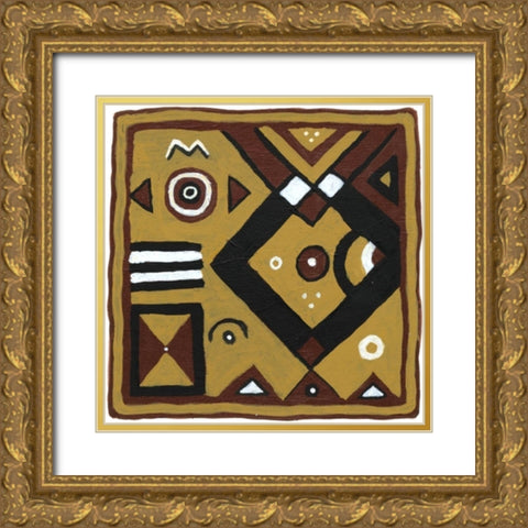 Tribal Rhythms III Gold Ornate Wood Framed Art Print with Double Matting by Roper, Virginia A.