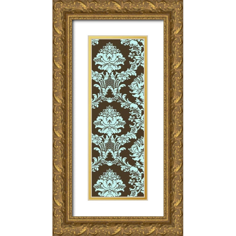 Small Vivid Damask in Blue I Gold Ornate Wood Framed Art Print with Double Matting by Vision Studio
