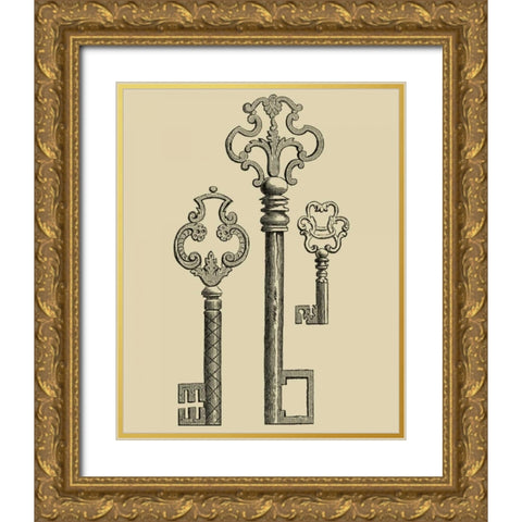 Antique Keys II Gold Ornate Wood Framed Art Print with Double Matting by Vision Studio