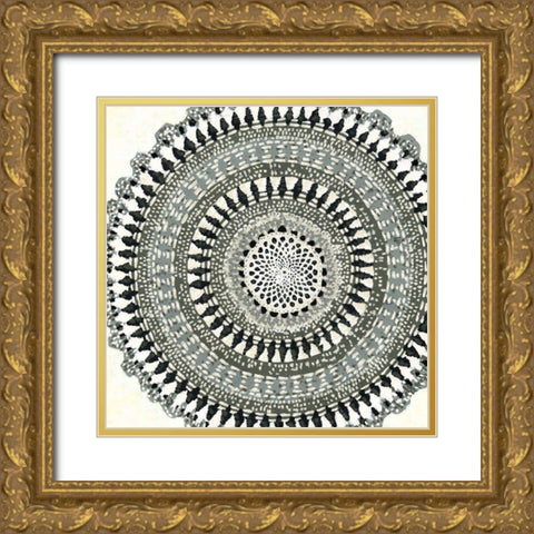 Mini Abstract Rosette III Gold Ornate Wood Framed Art Print with Double Matting by Zarris, Chariklia