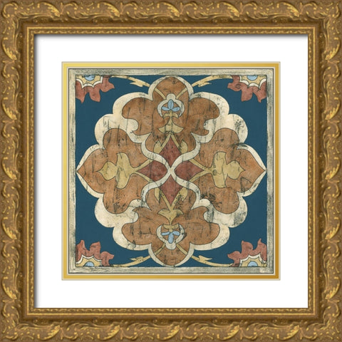 Mini Vintage Woodblock III Gold Ornate Wood Framed Art Print with Double Matting by Zarris, Chariklia