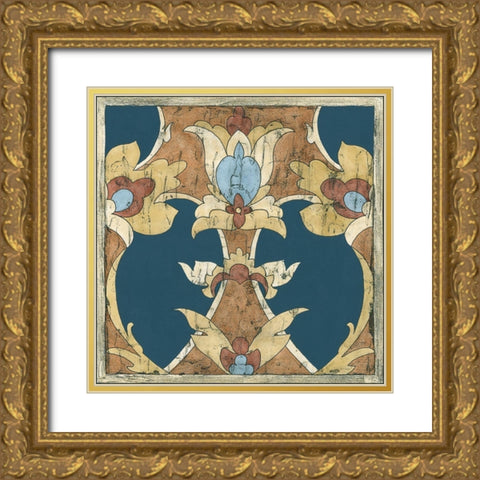 Mini Vintage Woodblock IV Gold Ornate Wood Framed Art Print with Double Matting by Zarris, Chariklia