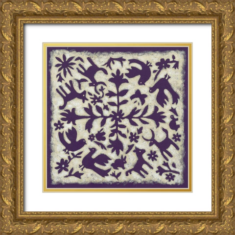 Folk Story in Purple Gold Ornate Wood Framed Art Print with Double Matting by Zarris, Chariklia
