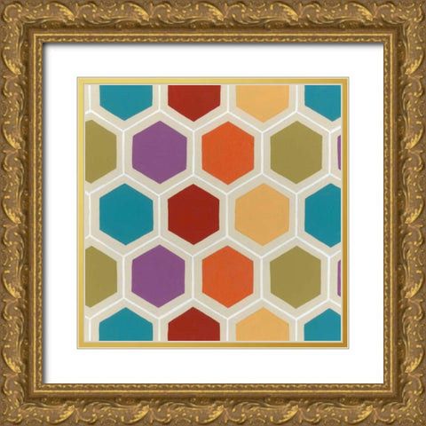 Retro Pattern I Gold Ornate Wood Framed Art Print with Double Matting by Vess, June Erica