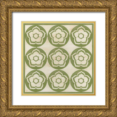 Floral Trellis VII Gold Ornate Wood Framed Art Print with Double Matting by Vess, June Erica