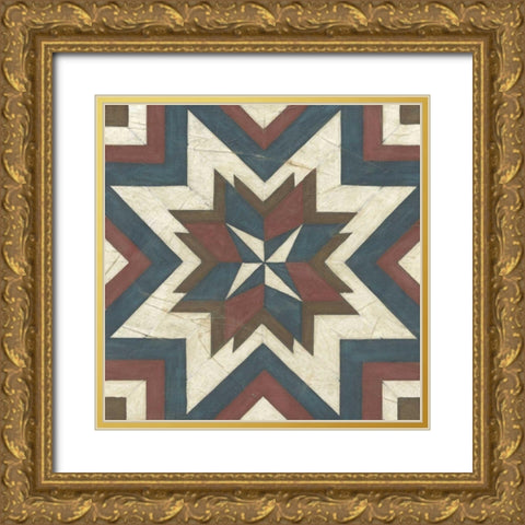Quilt Motif III Gold Ornate Wood Framed Art Print with Double Matting by Vess, June Erica