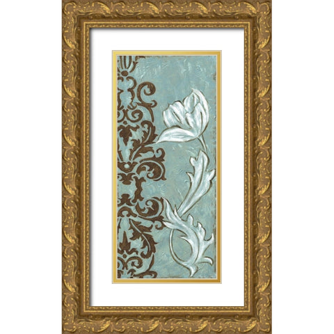 Floral and Damask II Gold Ornate Wood Framed Art Print with Double Matting by Zarris, Chariklia