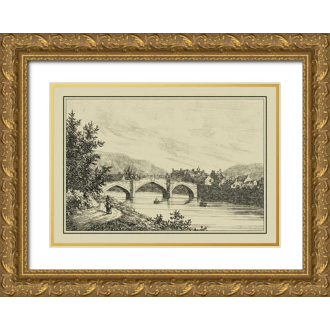 Idyllic Bridge I Gold Ornate Wood Framed Art Print with Double Matting by Wood, I.G.