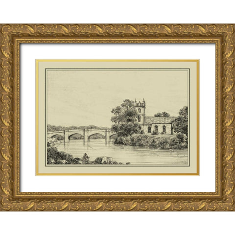 Idyllic Bridge IV Gold Ornate Wood Framed Art Print with Double Matting by Wood, I.G.
