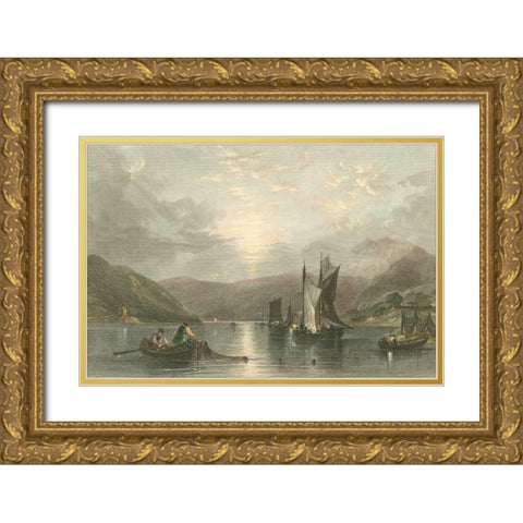 Pastoral Riverscape II Gold Ornate Wood Framed Art Print with Double Matting by Bartlett, William H.