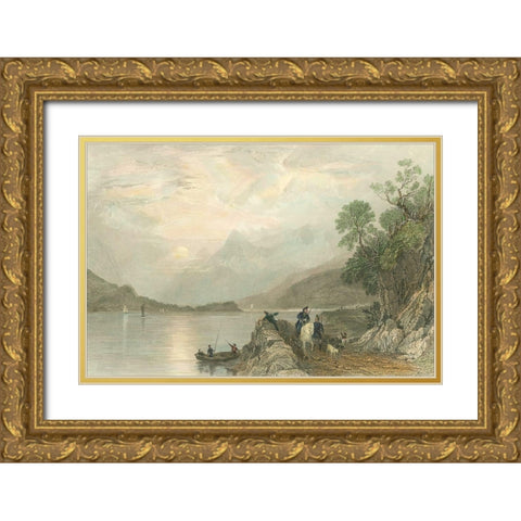Pastoral Riverscape III Gold Ornate Wood Framed Art Print with Double Matting by Bartlett, William H.